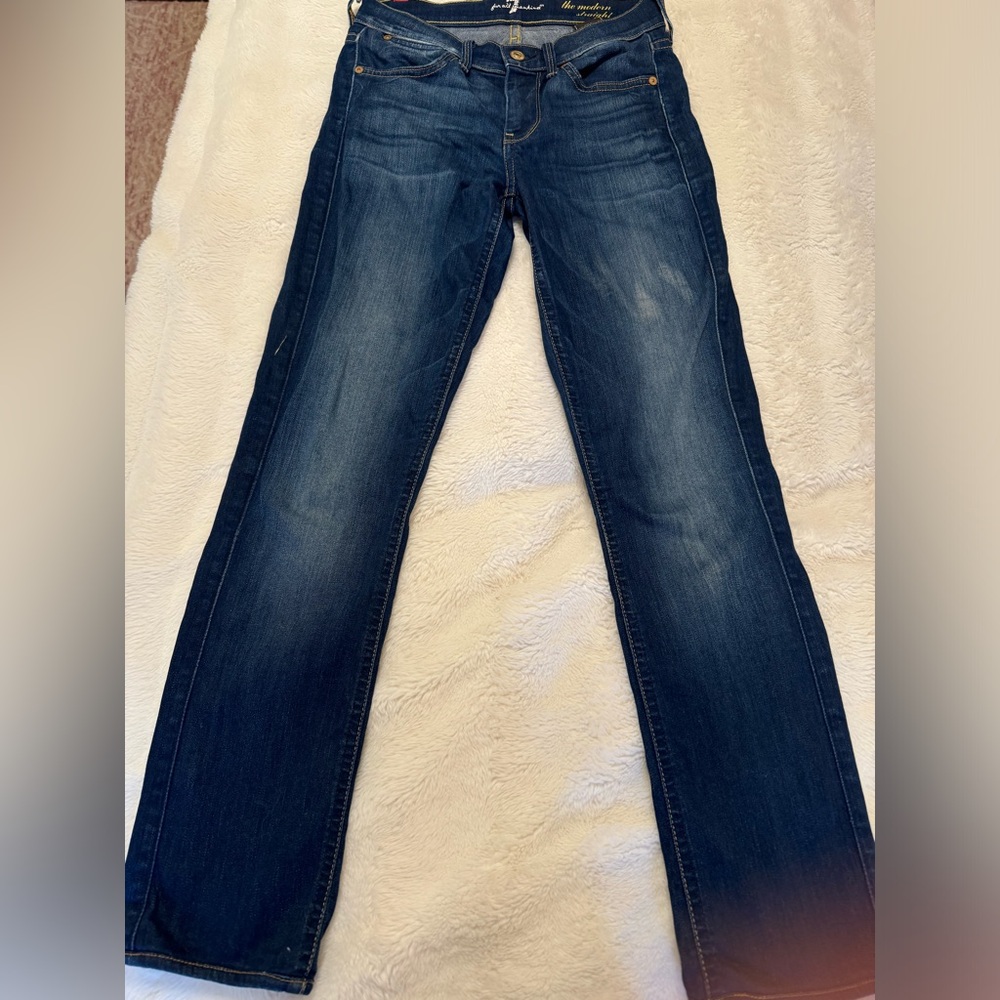 7 for all mankind dark wash the modern straight jeans